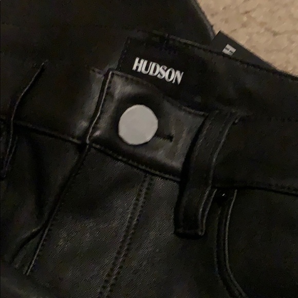NWT HUDSON Sz29 100% LEATHER HI-RISE JEANS BLACK - Picture 7 of 8